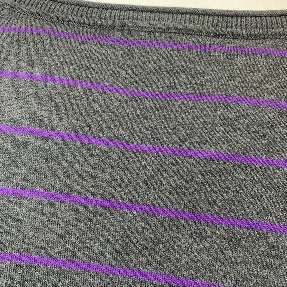 Armani Exchange Sweater  Men XL Cotton Cashmere  V Neck Gray Purple Stripe Light - Picture 7 of 12